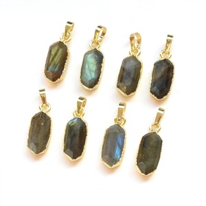 Coszcalt Exports Labradorite Faceted Point Charm Pendant Gold Electroplated <b>Edges</b> 925 Silver Vintage Unisex Certified Jewelry - Product Image 3
