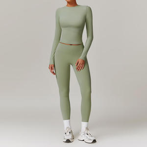 Ensemble de vêtements de sport pour femmes, 3 pièces, fitness, yoga, tenue de sport sans couture, sweat-shirt à manches longues, ensemble de yoga - Product Image 3