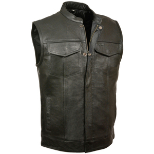 Men's Customized Color & Logo <b>Leather</b> Sleeveless <b>Biker</b> <b>Vest</b> with Side Lacing and All Seasons - Product Image 1