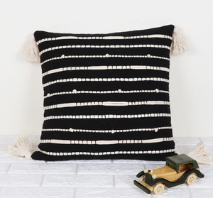 Hand Tufted Texture Boho <b>Black</b> and Ivory <b>Cushion</b> <b>Cover</b> Handmade Decorative Pillow Case for Sofa Bedroom Living Room Home Decor - Product Image 6