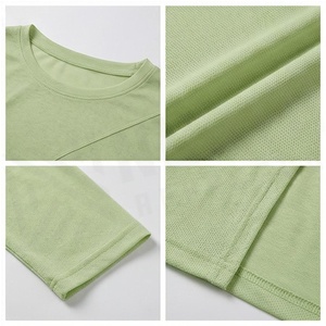 Crew Neck Long Sleeve Asymmetric Top Solid Green Yoga Wear Women's Sportswear - Product Image 4