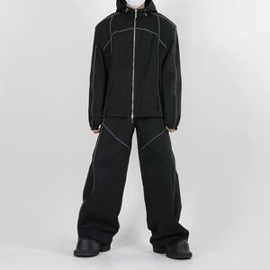 Custom Polyester Zip up Blank Oversized Reflective Waterproof Windproof <b>Nylon</b> Jacket and <b>Track</b> <b>Pants</b> Jogger Sets <b>Nylon</b> Tracksuit - Product Image 3