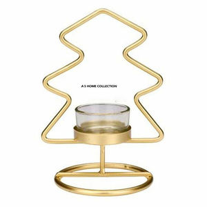 Portavelas de Acero Inoxidable Estilo Rústico, Acabado Dorado, para Velas de Té, Decoración Navideña Sublimable - Product Image 1