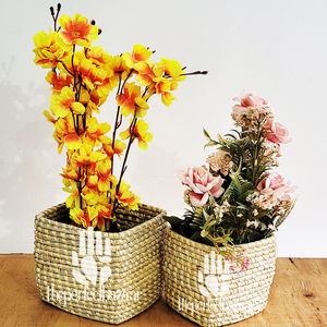 Jardinera cuadrada de hierba Munj natural, personalizable en capacidad y peso, para jardín, hogar y uso en múltiples superficies. - Product Image 5