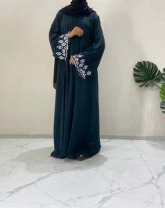 Kaftan Abaya Turc Fait Main Élégant et Respirant Anti-Plis, Manches Longues en Lin, Coupe Classique, Idéal pour la Prière de l'Aïd - Meilleure Vente - Product Image 3