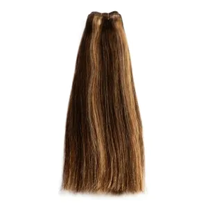 Peluca de Cabello Humano 100% Remy con Trama Completa, Larga, Marrón, con Mechas, Textura Ondulada Natural, Personalizable - Product Image 3
