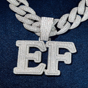 Joyería Iced Out, Colgantes Personalizados con Letras de la A a la Z, Plata de Ley 925, Diamante Moissanita, Colgante con Inicial, Joyería para Hombre - Product Image 4