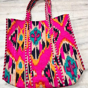 <b>Handmade</b> Women's Modern Style Handbags Block Printed with Zipper Reusable Cotton Tote Floral Beautiful Printed Block <b>Clothes</b> Bag - Product Image 1