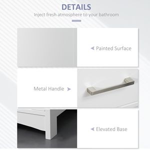 Armadio Portabiancheria Salvaspazio a 3 Ripiani in Legno Bianco Autoportante per la Casa - Product Image 6