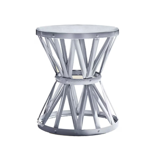 Luxury Iron Galvanized Drum <b>Stool</b> with <b>Storage</b> Modern Round Ottoman for Living Room Home Decor Furniture Hotels Apartment Use - Product Image 3