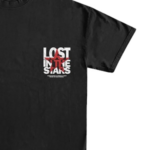 Wholesale Black Cotton Men T Shirt Contrast Screen Print Short Sleeve O Neck Casual Tee Custom <b>Logo</b> - Product Image 4