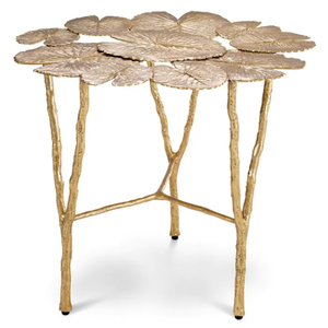 Table d'appoint de luxe moderne et créative, de haute qualité, en métal plaqué or, avec dessus rond en marbre blanc - Product Image 4