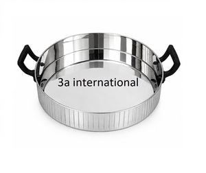 Ensemble de deux plateaux de service en métal finition argentée, utilisés dans les hôtels, les restaurants, les cafés et à la maison, pour servir du chocolat. - Product Image 6
