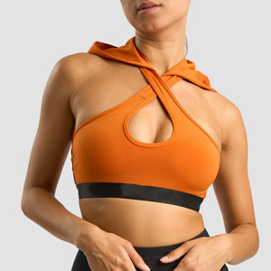 Soutien-gorge de sport à capuche croisé pour femme, design décontracté, idéal pour la course en extérieur, vêtement d'été de haute qualité, anti-boulochage, collection Activewear - Product Image 6