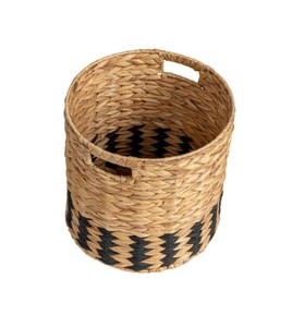 Large Handwoven Water Hyacinth <b>Basket</b> with Cutout Handles Decorative <b>Wicker</b> Storage <b>Basket</b> for Laundry, Toys and Home Storage - Product Image 1