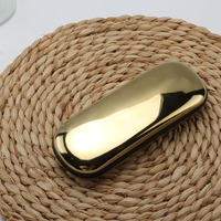Étui à lunettes en métal électroplaqué brillant avec logo personnalisé, anti-rouille, charnière robuste, boîte rigide, vente en gros