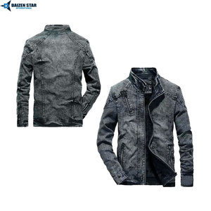 Veste en jean délavée légère pour homme, style streetwear vintage, avec broderies et boutons – Écologique, séchage rapide, respirante - Product Image 5