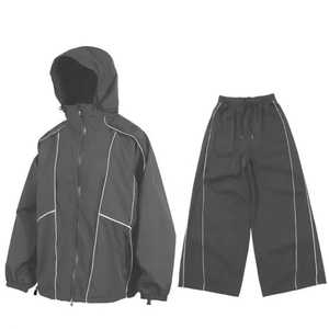 Ensemble de survêtement unisexe noir à manches longues, col montant, style sportif, coupe ample, polyester/nylon, coupe-vent pour l'automne - Product Image 4