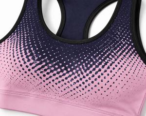 Soutien-gorge de sport dos nageur pour femme, uni, respirant, maintien élevé, écologique, séchage rapide, sans coutures, haut de fitness, col rond contrastant - Product Image 4