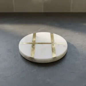Premium Natural Marble Coasters Set Eco Friendly <b>Waterproof</b> Table Coasters for Home Kitchen Office Hotel and Villa Decor - Product Image 4