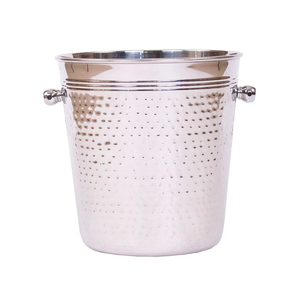 Seau à glace en acier inoxydable martelé avec poignées, refroidisseur à champagne et vin argenté pour bar, fête, hôtel et restaurant - Product Image 1