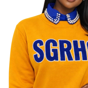 Sweat-shirt en chenille à manches longues Sigma Gamma Rho Gold SGRHO pour femme, mélange de coton, coupe décontractée et élégante - Product Image 6