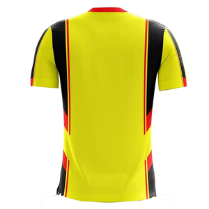 Camiseta de Fútbol para Hombre, Cuello Redondo, Bloques de Color Amarillo, Negro y Rojo, Manga Corta, Poliéster que Absorbe la Humedad, Apta para Todas las Estaciones - Product Image 2