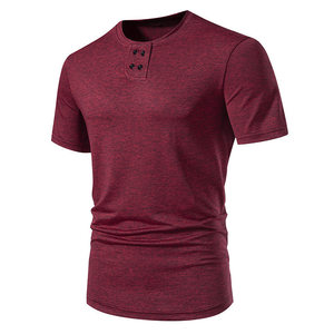T-shirt d'été décontracté à manches courtes boutonné de couleur unie pour homme Sehe Fashion - Product Image 5