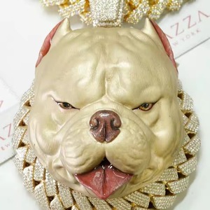 24K Gold Hip Hop Pitbull Dog Head Pendant With Moissanite Iced Out <b>Chain</b> For Men's Everyday Wear Pendant Animal <b>Rapper</b> Pendant - Product Image 3