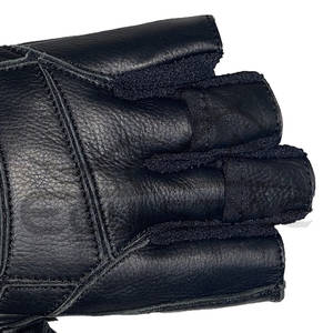 Gants de sport pour hommes en cuir noir, logo personnalisé, sangle, vente en gros, gants de musculation avec support pour les poignets - Product Image 5