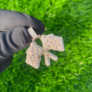 จี้สร้อยคอรูปธงแบบกำหนดเอง ชุบโรเดียม เงินแท้ 925 ประดับโมอิสซาไนต์ สไตล์เทรนดี้ ยูนิเซ็กส์ หรูหรา ฮิปฮอป แร็ปเปอร์ สำหรับงานปาร์ตี้ - Product Image 2