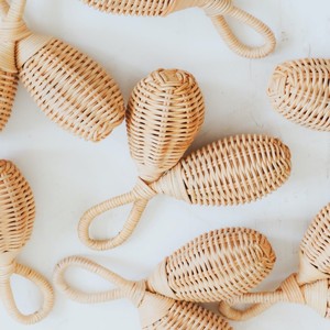 Cadeaux jouet rotin cloche secouant hochets pour nouveau-né double osier hochet en bois jouets de dentition personnalisation accepter - Product Image 6