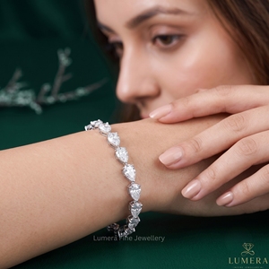 Bracelet tennis élégant en diamant de laboratoire taille poire, or 9K 10K 14K 18K, bijoux directement de l'usine pour femme - Product Image 1