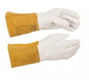 ถุงมืองานเชื่อมก่อสร้าง XL ป้องกันแรงกระแทกถุงมือยางไนล่อนเรียงตามจุดดับเพลิงวัวแยกมือหนัง - Product Image 4