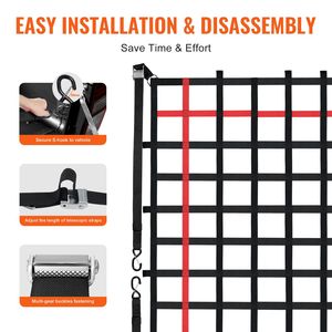 Rete da carico resistente per pianale camion 96x72 pollici con 4 cinghie regolabili, fibbie e ganci a S - Accessorio antiusura - Product Image 5