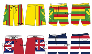 Short de bain mi-long OEM à séchage rapide avec cordon élastique, short de surf, short de plage uni, personnalisé, imprimé numériquement, 100 % polyester - Product Image 2