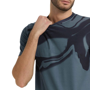 2026 New Design Men’s Blue and Black <b>Abstract</b> Sublimation <b>Print</b> T-Shirt Quick Dry Short Sleeve Sportswear Fitness and Training - Product Image 4