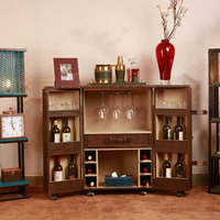 Meuble de rangement rectangulaire vintage en cuir écologique, buffet moderne marron, armoire à 2 portes, fabrication artisanale de luxe
