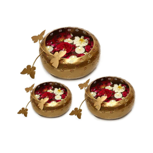 Juego de Cuencos con Diseño de Mariposa para Decoración del Hogar, Cuenco Flotante de Metal de Latón Duradero para Flores, Estilo Diwali Lotus Diya - Product Image 1