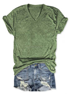 Camisetas de manga corta para hombre con cuello en V informal de algodón 100%, estilo callejero, transpirables, de secado rápido - Product Image 6