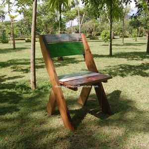 Silla Artesanal con Madera de Barco Reciclada en Color Natural para Interiores y Exteriores, Muebles Desmontables - Product Image 2