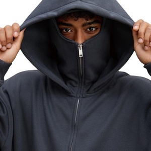 Ensemble de sweat à capuche zippé unisexe surdimensionné en molleton épais 100 % coton, avec logo personnalisé, style vintage délavé et vieilli, effet délavé à l'acide - Product Image 6