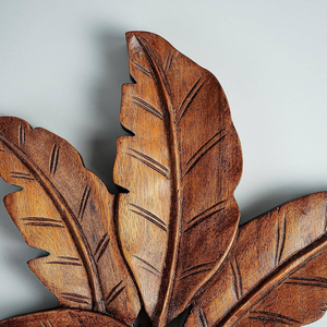 Handcrafted <b>Wooden</b> Leaf Wall Art Decorative Carved Leaf Sculpture Rustic Botanical Home Decor for Living Room Bedroom Office - Product Image 5