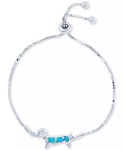 Bracciale Bolo cane opale blu creato da laboratorio in argento Sterling | Macacy's - Product Image 1