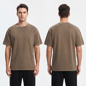 เสื้อยืดโอเวอร์ไซส์ แขนสั้น คอโอ ผ้าคอตตอน 100% หนัก 220 กรัม สกรีนลายโลโก้ด้านหน้า สไตล์สตรีทแวร์ สำหรับผู้ชาย รับผลิตแบบ OEM - Product Image 5