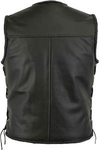 Gilet en cuir véritable de qualité supérieure pour homme, noir, style motard, vintage, respirant, gilet d'hiver, plusieurs fermetures éclair, durable - Product Image 2