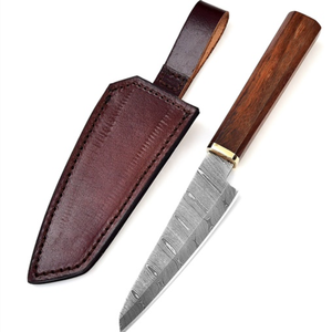 Couteaux de cuisine en acier Damas faits à la main avec manche en bois, lame fixe aiguisée, couteaux de chef pour couper la viande et les légumes - Product Image 6