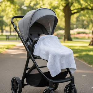 Couverture tricotée écologique pour lit plat pour enfants |   Couverture bébé 100% coton doux 70x100 cm |   Léger et confortable pour toutes les saisons - Product Image 2