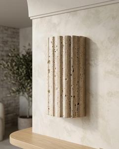 Modern Rectangle Concrete Wall Sconce <b>Socket</b> Wall Shelf Fluted Finish Nature Theme Ambient <b>Light</b> for Bedroom Living Room - Product Image 4