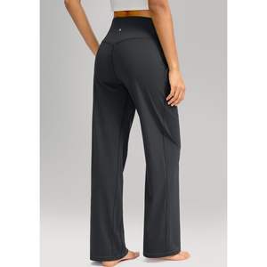 2025 pantalons de survêtement à jambes larges pour femmes taille haute pantalons de travail de Yoga poches 30 \ "gris foncé XL pour pantalon de salon Petite/Tall - Product Image 5